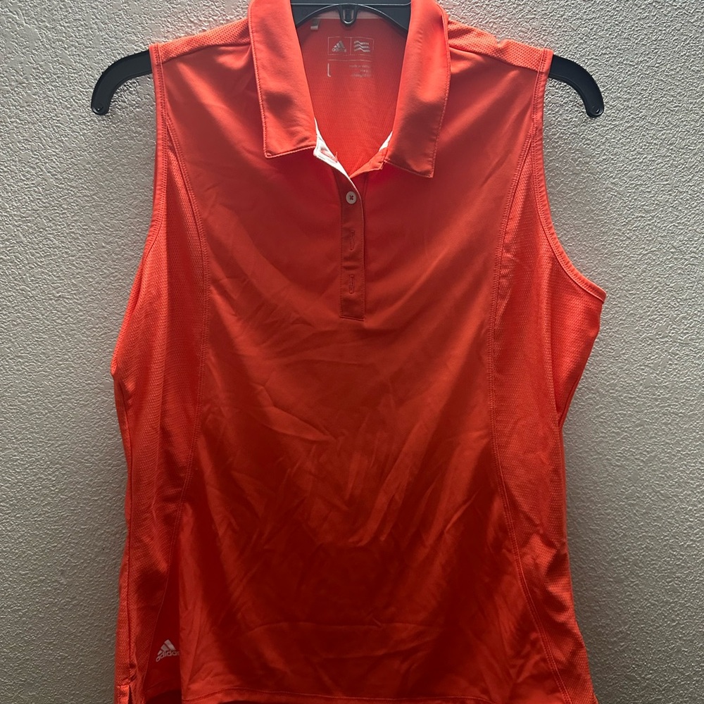 Adidas Orange Sleeveless Polo Tank Top